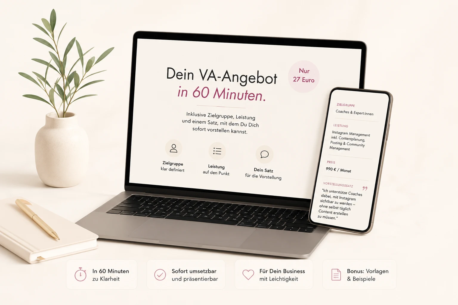 Dein VA Angebot in 60 Minuten – Kurs Mockup